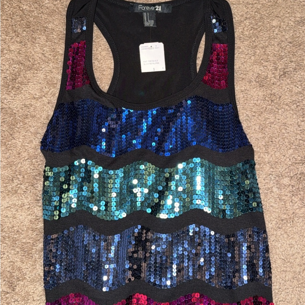 Forever 21 Women's Sequin Tank Top - Pink, Blue, Black